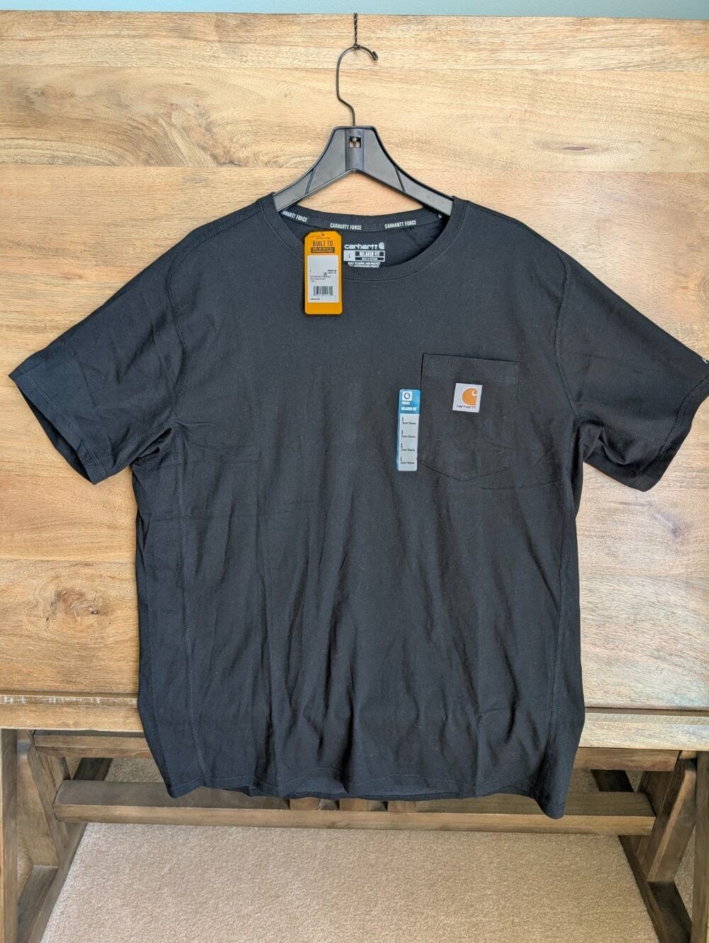 NWT Carhartt Force Pocket T-Shirt Mens L Black Relaxed Fit Short-Sleeve TK6652-M